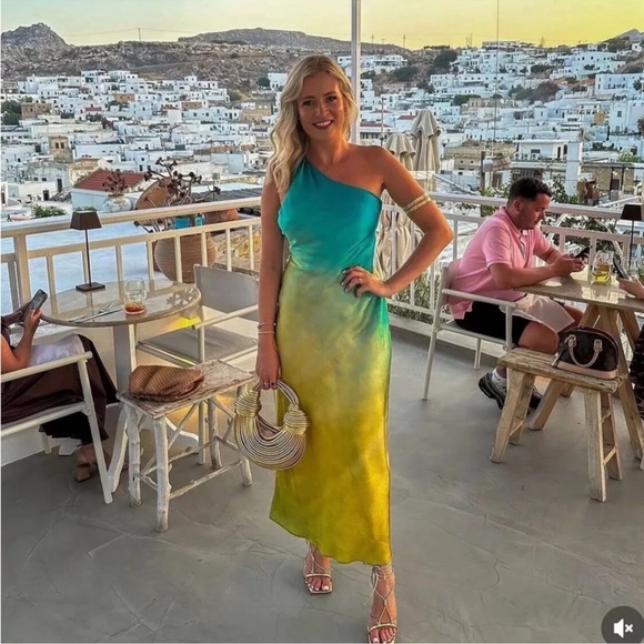 Zara ASYMMETRICAL SATIN EFFECT TIE DYE DRESS - Picture 1 of 13